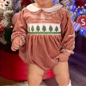 Smocked Christmas Bubble Outfit